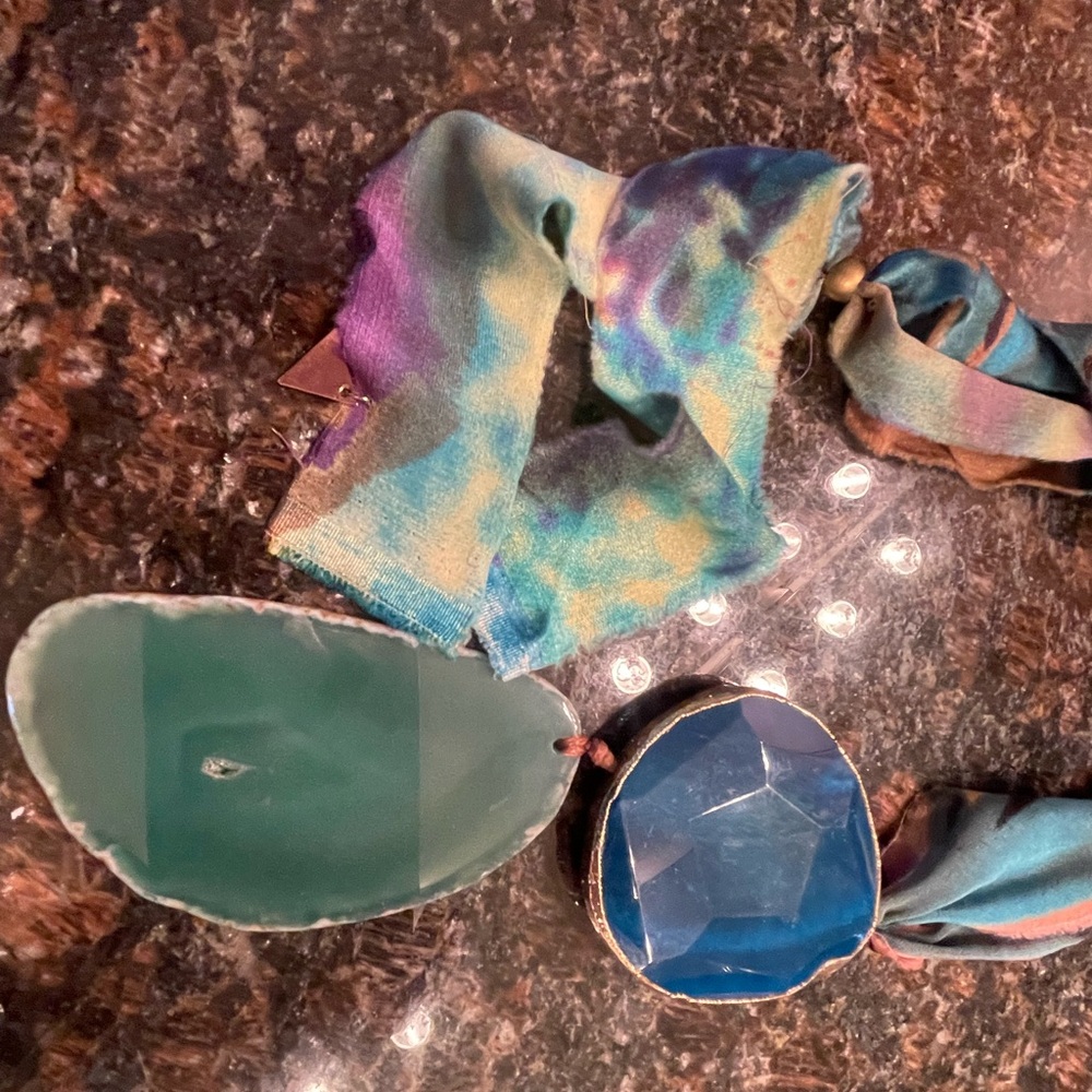 Multicolor Stone and Fabric Necklace